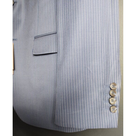 Snover Blue Pinstripe Suit Men's 38 Jacket/34W Pants 2-Pc Sharp Fit - Picture 5 of 16
